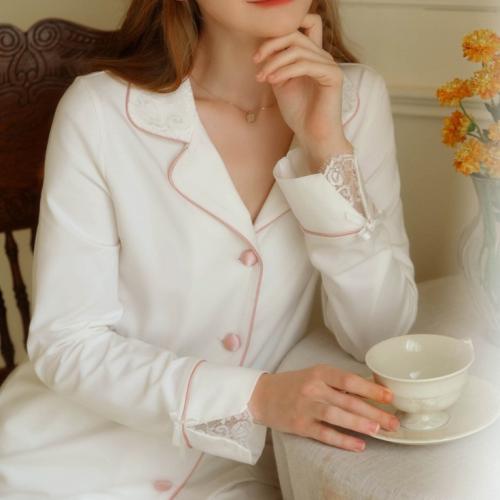 بيجاما القطن الناعمة بتفاصيل دانتيل أنيقة-d1