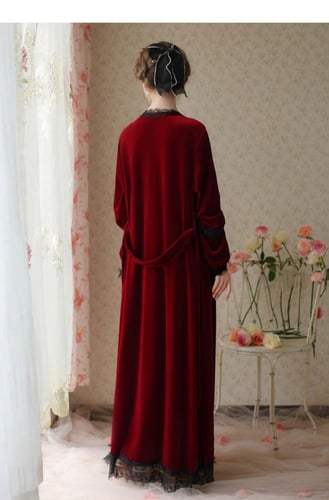 قميص مع روب أنثوي فاخر من المخمل الأنيق- 3 ألوان