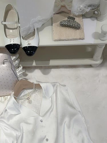 بيجاما الأناقة والأنوثة من الساتان الفاخر-أبيض