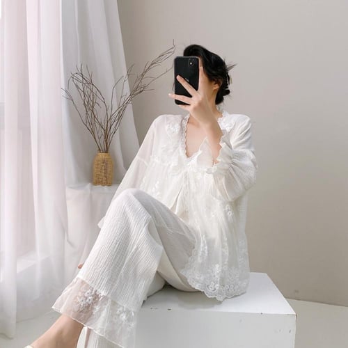 طقم بيجاما خفيف وبارد مكون 3 قطع بتفاصيل أنيقة-( أ...