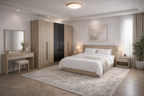 Modern complete bedroom beige light | Masar Home