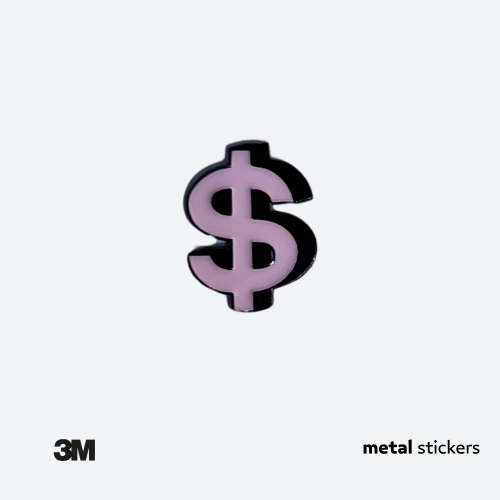 ملصق معدني شعار الدولار وردي