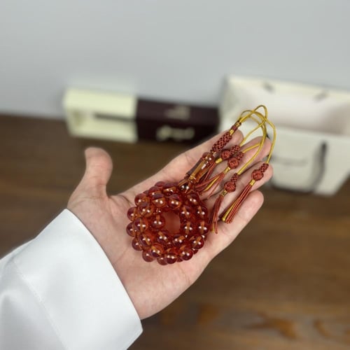 سبحة زعفران عسلي غامق