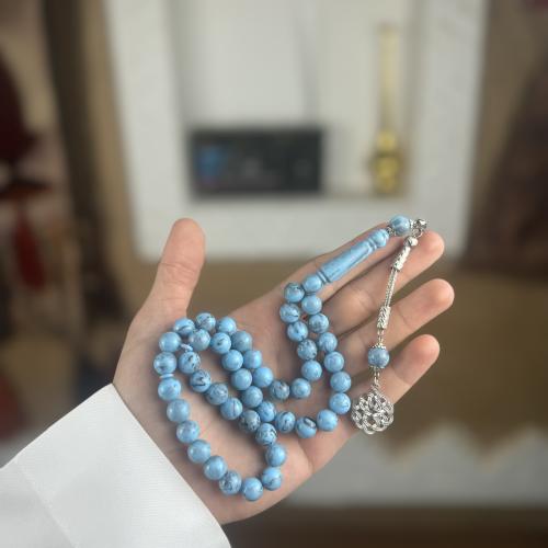 سبحة بكلايت سماوي معرق بأسود