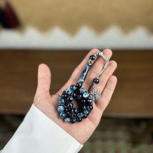 سبحة بكلايت كحلي معرق ابيض