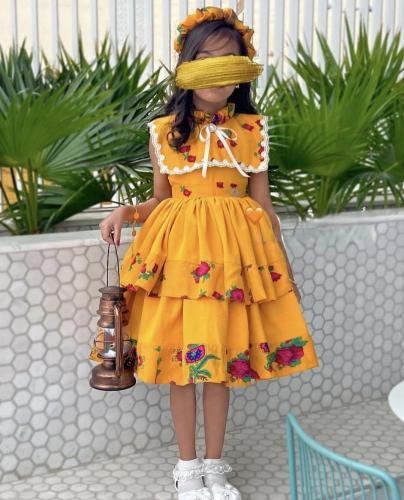 فستان شالكي اصفر