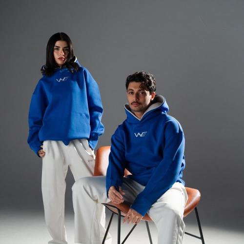 بلوفر دبل كاب أزرق - Blue Double Cap Hoodie