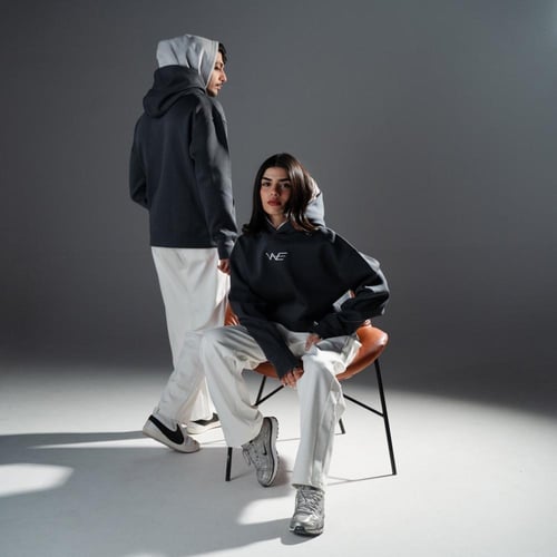 بلوفر دبل كاب رمادي - Grey Double Cap Hoodie