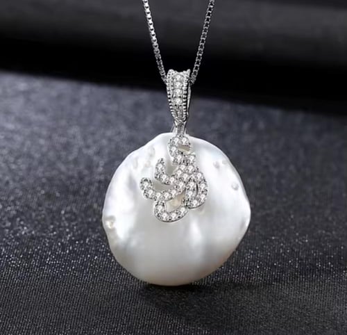 عقد فاخر من الفضة الإسترلينية 925 بلؤلؤة ابيض بارو...