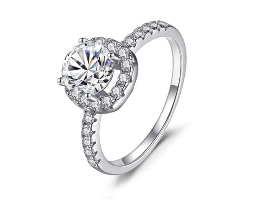خاتم فضة استرليني 925 بحجر موزانايت Moissanite