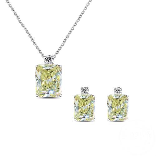 Sterling silver set 925, olive yellow color