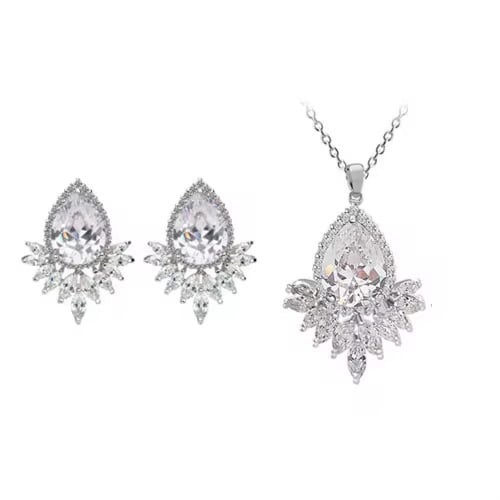 طقم زركون مطلي روديوم