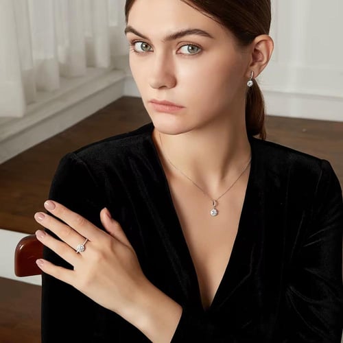 حلق فضة استرليني 925 بحجر موزانايت Moissanite