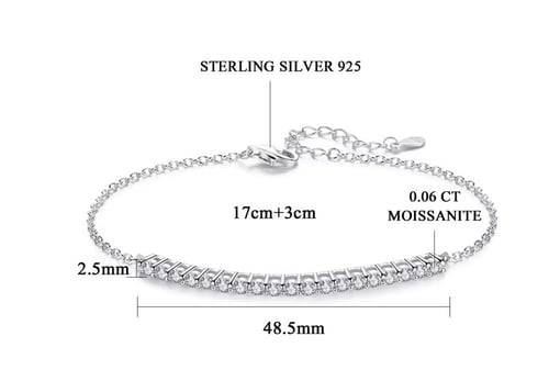 سِواره فضة استرليني 925 بحجر موزانايت Moissanite