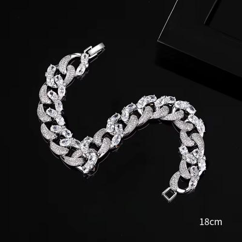 Rhodium-plated chain bracelet