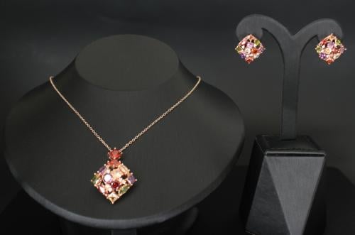 طقم زركون ملون مطلي بالذهب الروز – إشراقة من كل زا...