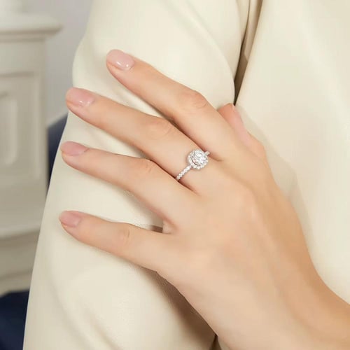 خاتم فضة استرليني 925 بحجر موزانايت Moissanite
