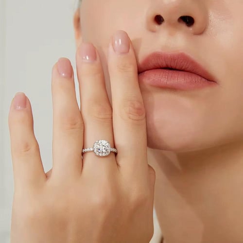 خاتم فضة استرليني 925 بحجر موزانايت Moissanite
