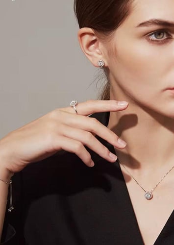 خاتم فضة استرليني 925 بحجر موزانايت Moissanite