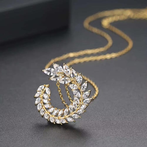 طقم ذهبي حجر زركون مطلي بالذهب عيار 18