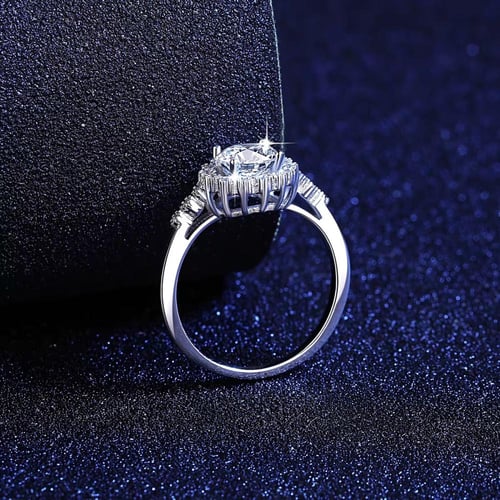 خاتم فضة استرليني 925 بحجر موزانايت Moissanite