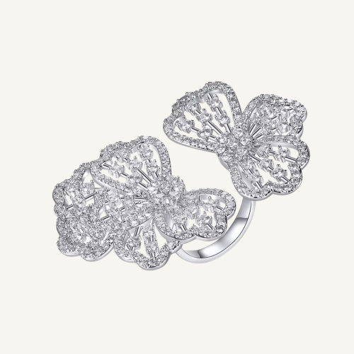 Rhodium-plated zircon ring