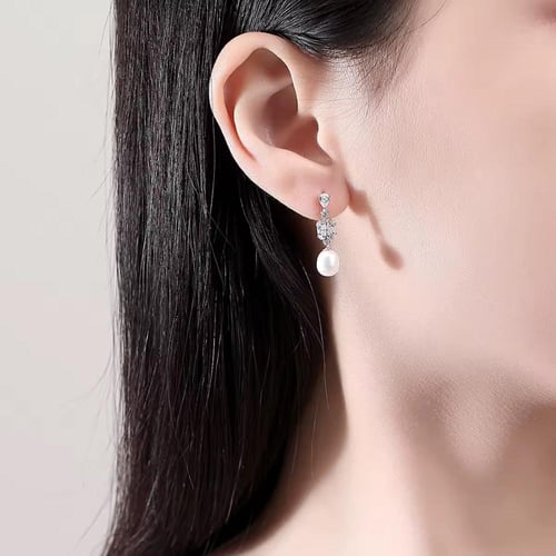 حلق لؤلؤ طبيعي – فضة 925