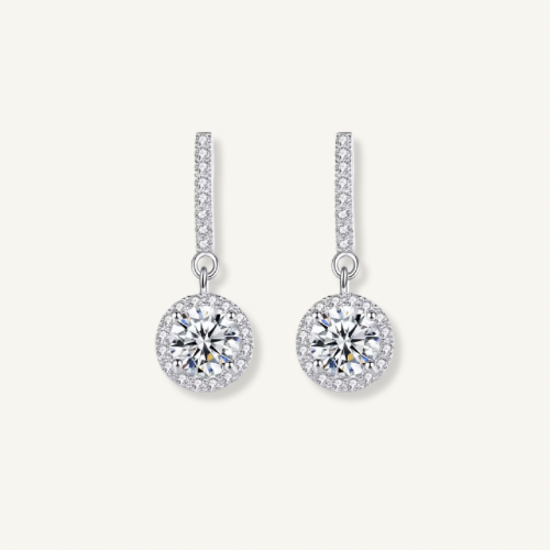 حلق فضة استرليني 925 بحجر موزانايت Moissanite
