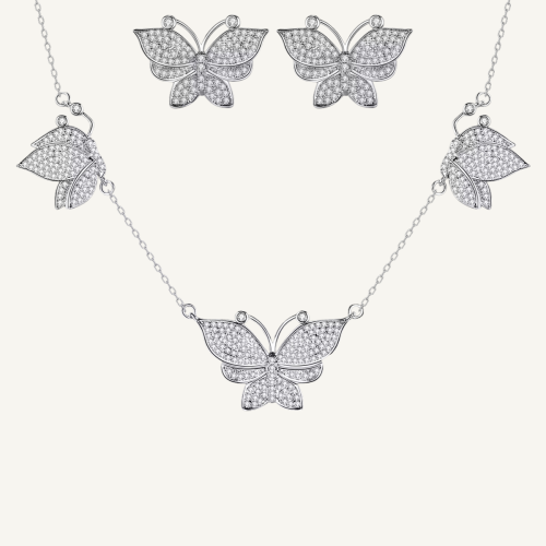 Rhodium-plated zircon set