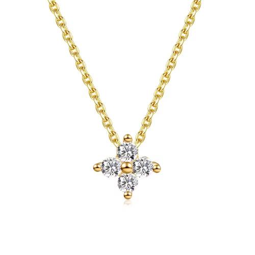 925 silver necklace coated with yellow gold decorated with zircon