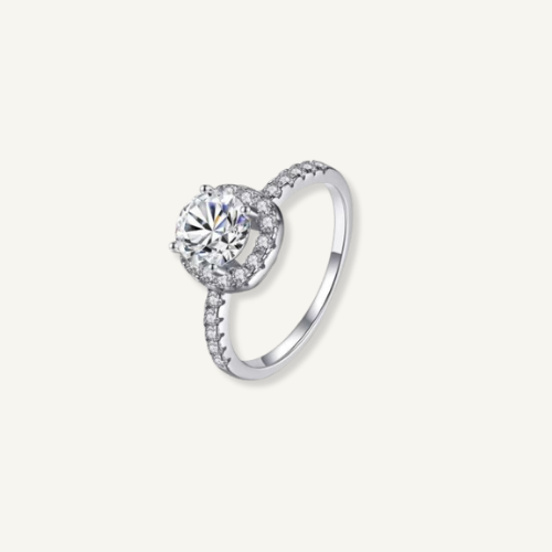 خاتم فضة استرليني 925 بحجر موزانايت Moissanite
