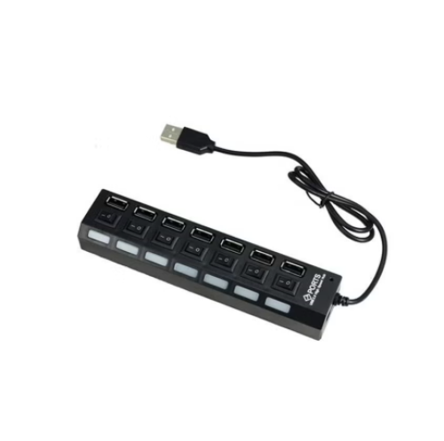 موزع USB 2.0 بـ 7 منافذ مع مفتاح تشغيل فردي ومؤشر...