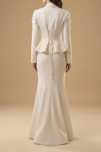 طقم سهرة أبيض فاخر قطعتين