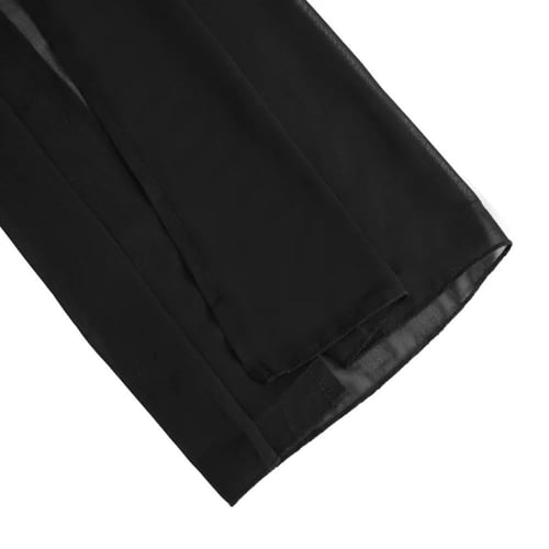 فستان سهرة اسود بأكمام شيفون