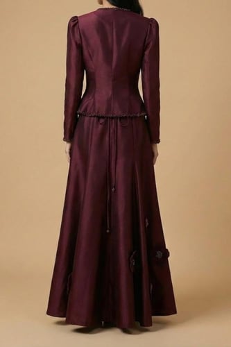 فستان سهرة عنابي ملكي