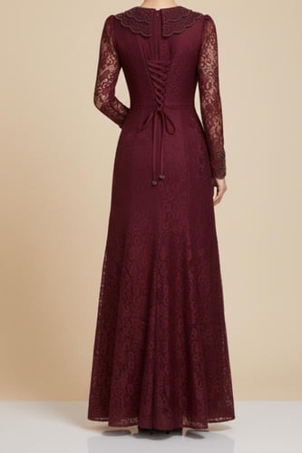 فستان دانتيل عنابي