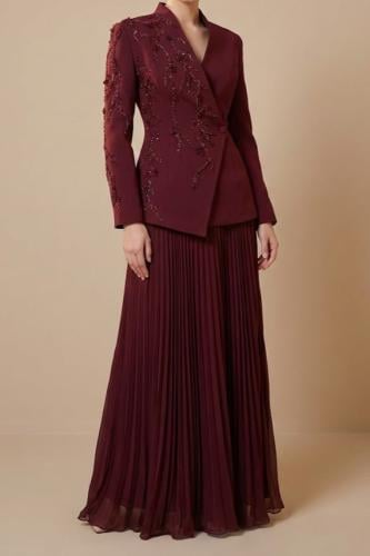 طقم سهرة عنابي