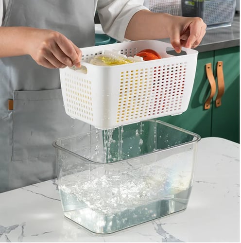 باكج صندوقين تخزين فواكة وخضار للثلاجة (مع غربال)