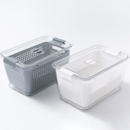 باكج صندوقين تخزين فواكة وخضار للثلاجة (مع غربال)