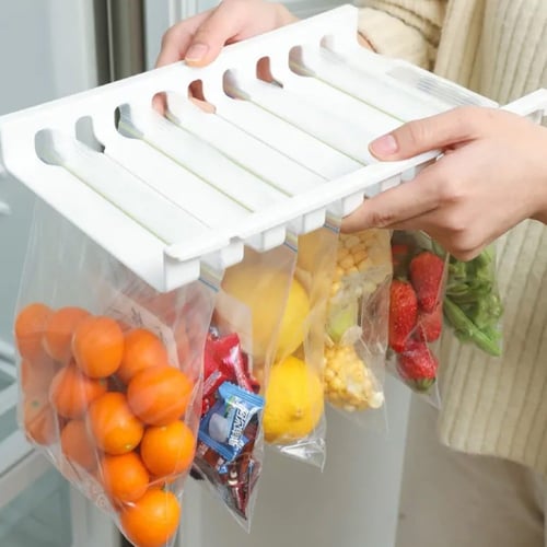 رف منظم لتخزين أكياس الطعام بالثلاجة(قابل للسحب)