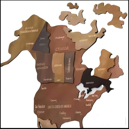 خريطة العالم 3D مصنوعة من الخشب