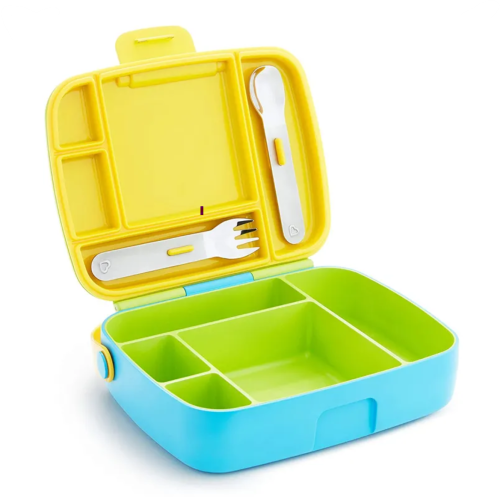 صندوق غداء للاطفال، 5 اقسام يتضمن ادوات (ملعقة وشو...