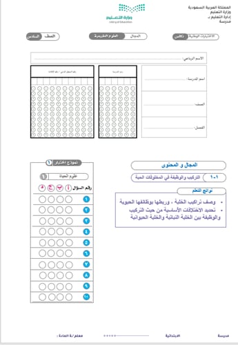 حقيبة الاختبارات الوطنية ( نافس ) الفصل الدراسي ال...