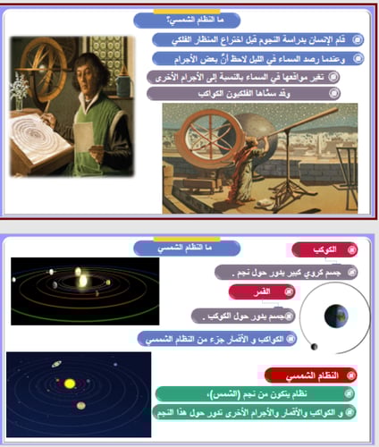 علوم سادس - النظام الشمسي و النجوم و المجرات