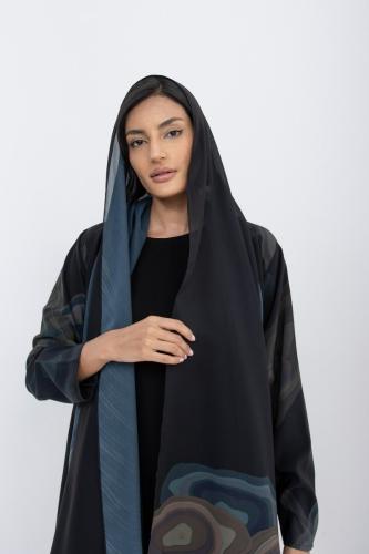 عباية سوداء بنقشة خاصة - كود #606