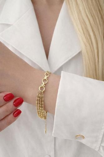 سوار بتصميم سلاسل متعددة مطلي ذهب .