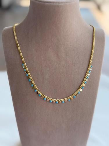 سلسال قصير ناعم مطلي ذهب عيار ١٤ مع تعليقات دائرية...