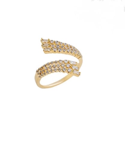 خاتم بتصميم ثلاث صفوف دمج بين الزركون وحجر الباغيت...