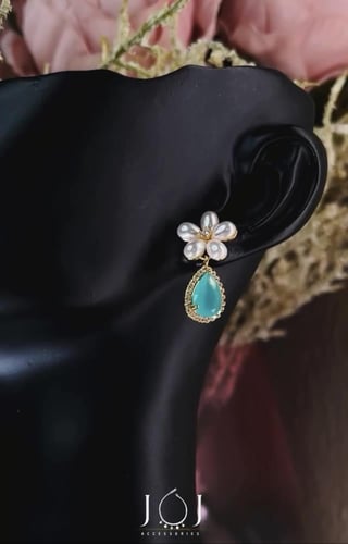 طقم الدمعة اللؤلوية المطلي بالذهب .. موديل JR106