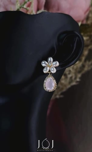 طقم الدمعة اللؤلوية المطلي بالذهب .. موديل JR106